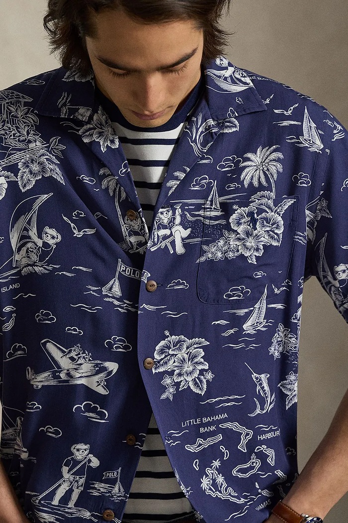 Polo Ralph Lauren cămașă pentru bărbați, cu vâscoză bleumarin 710B14282