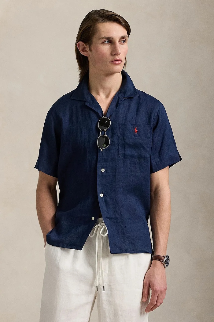 Polo Ralph Lauren koszula lniana regular granatowy 710966421
