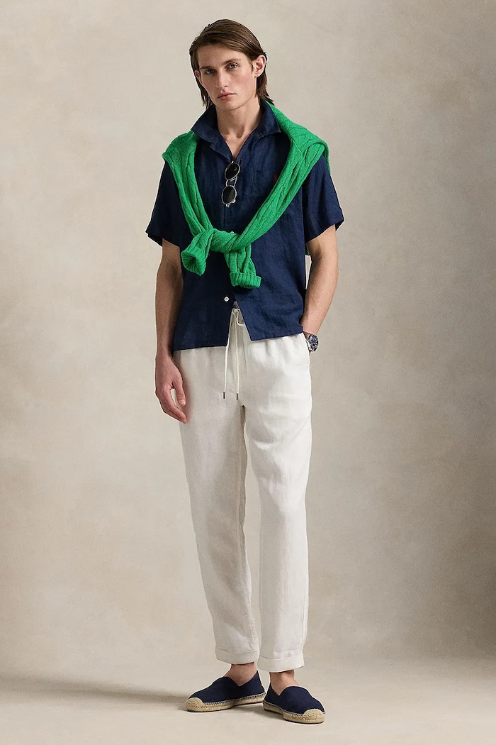 Odzież Polo Ralph Lauren koszula lniana 710966421 granatowy
