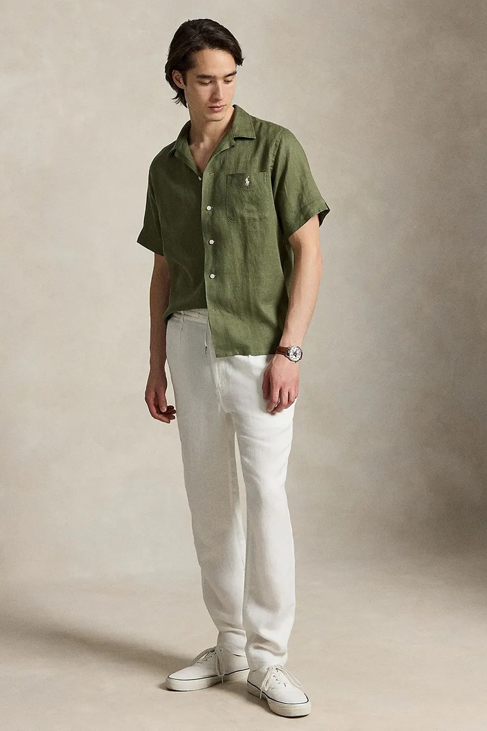 Abbigliamento Polo Ralph Lauren camicia di lino 710966421 verde