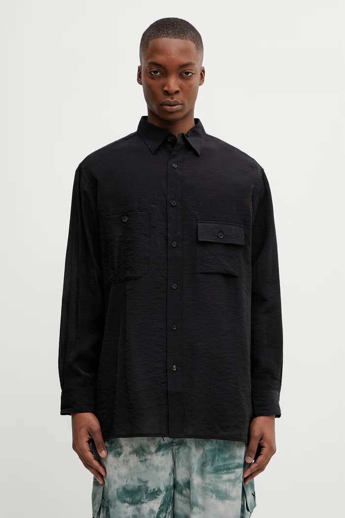 Πουκάμισο με μείγμα από λινό Y-3 M SHIRT LS χαλαρό μαύρο KH0419