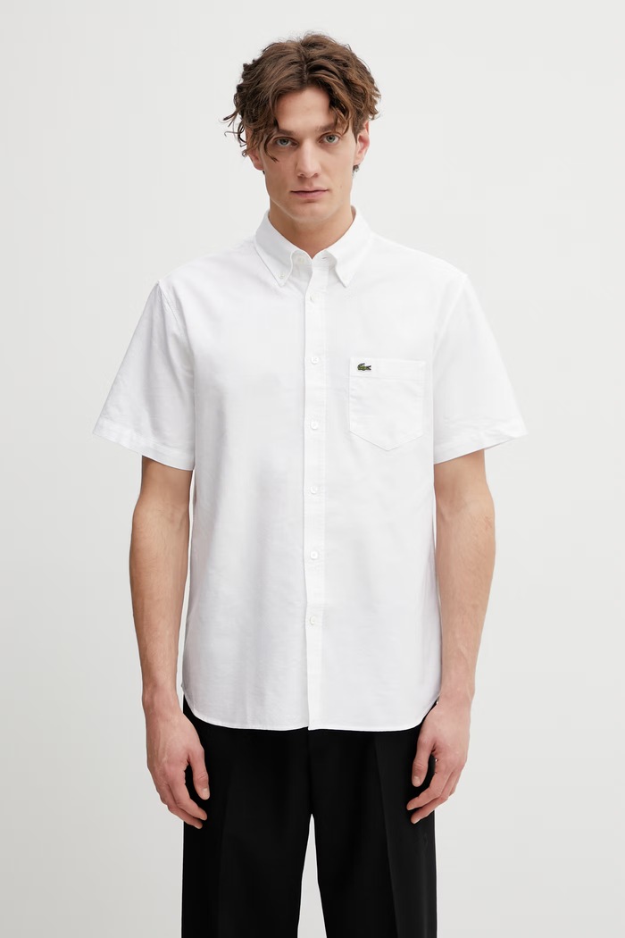Lacoste koszula bawełniana bawełna biały CH1917