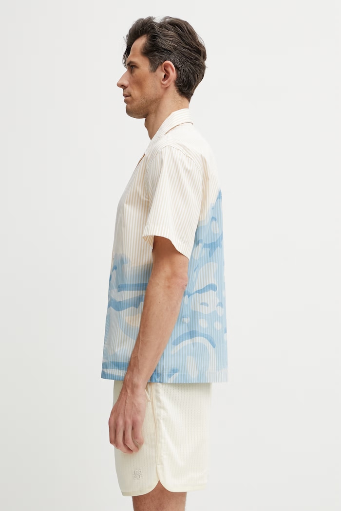 Lacoste koszula męska bawełniana CH1995 żółty SS26