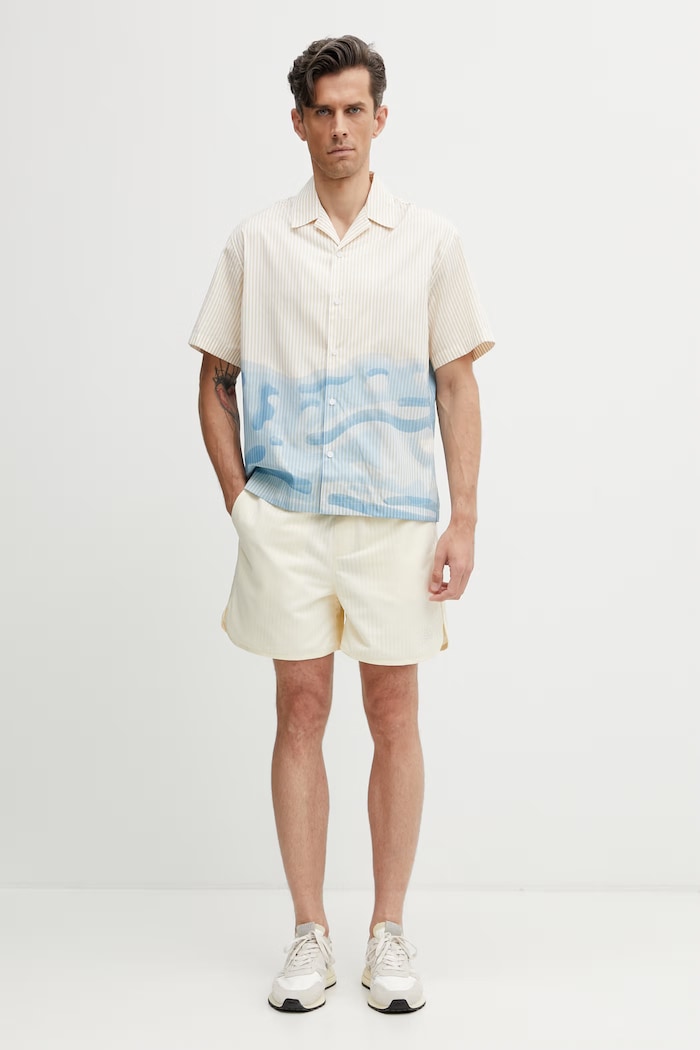 Lacoste koszula męska bawełniana CH1995 żółty