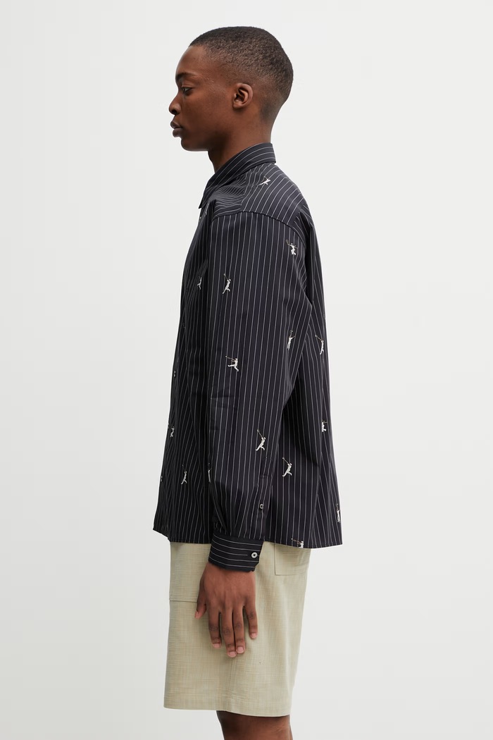 Lacoste πουκάμισο βαμβακερό ανδρικό CH2191 μαύρο SS26