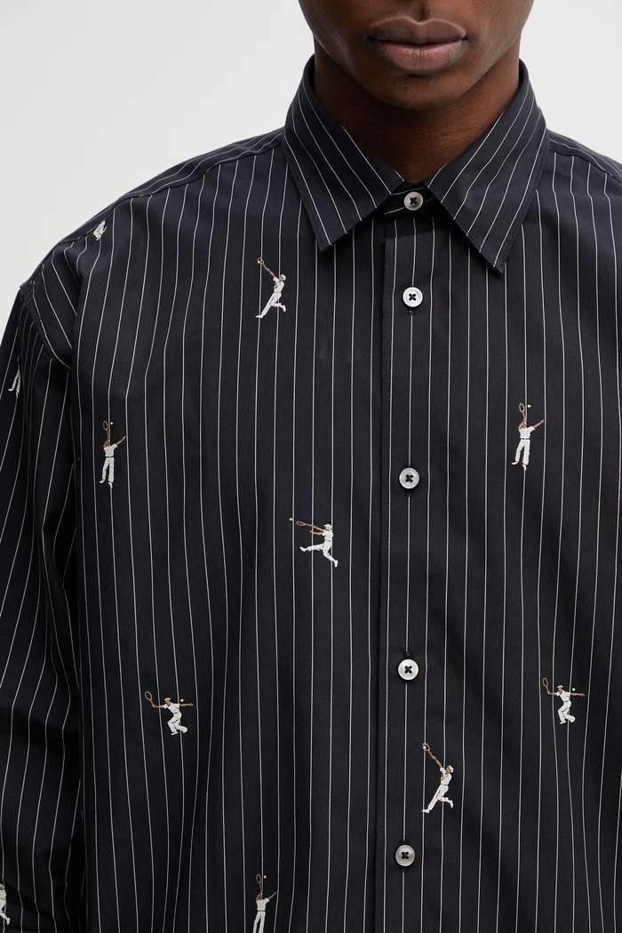 Lacoste πουκάμισο βαμβακερό ανδρικό μαύρο CH2191