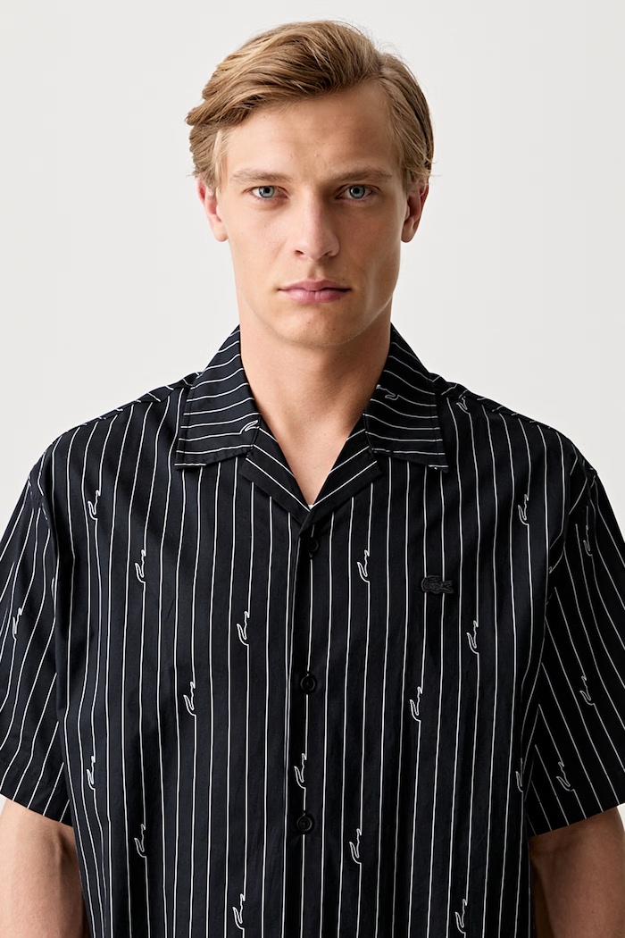 Lacoste camicia da uomo in cotone nero CH2343
