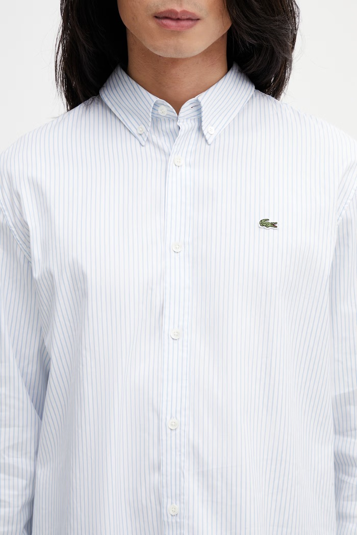 Lacoste πουκάμισο βαμβακερό ανδρικό λευκό CH5084