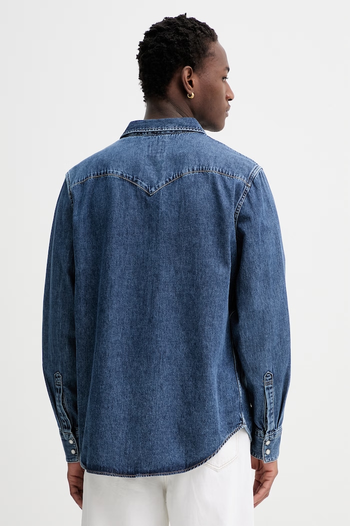 Îmbrăcăminte Levi's cămașă pentru bărbați, din denim BARSTOW WESTERN STANDARD 85744.0117 albastru