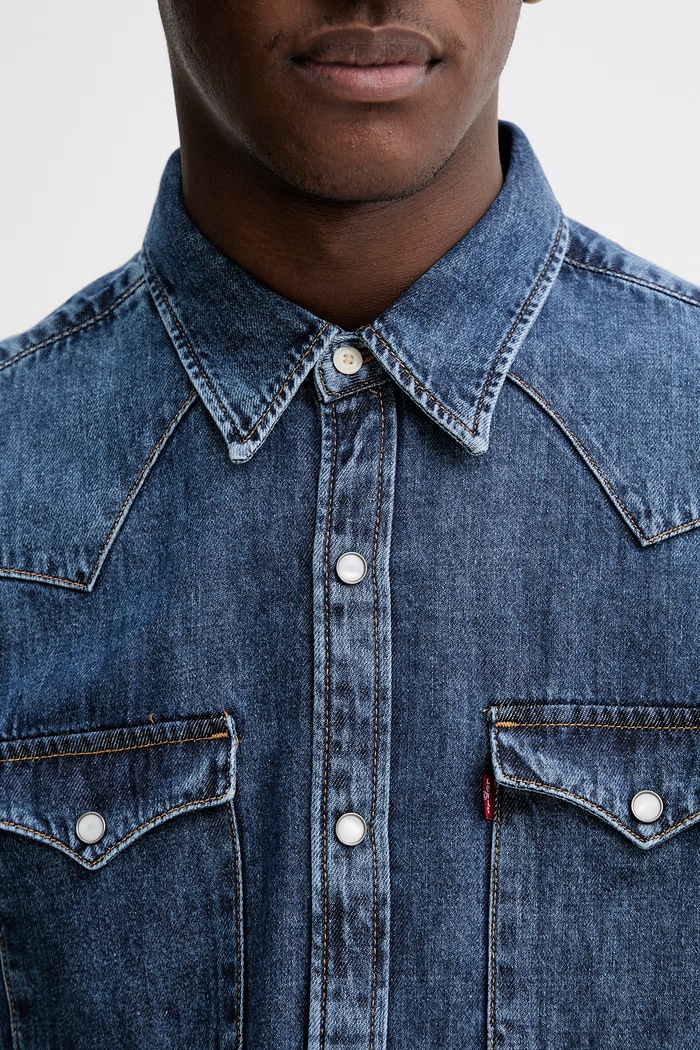 Levi's cămașă pentru bărbați, din denim BARSTOW WESTERN STANDARD 85744.0117 albastru