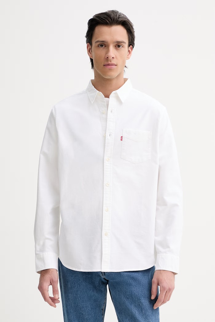 Levi's cămașă din bumbac SUNSET 1 POCKET STANDARD lung bej 85746.0000