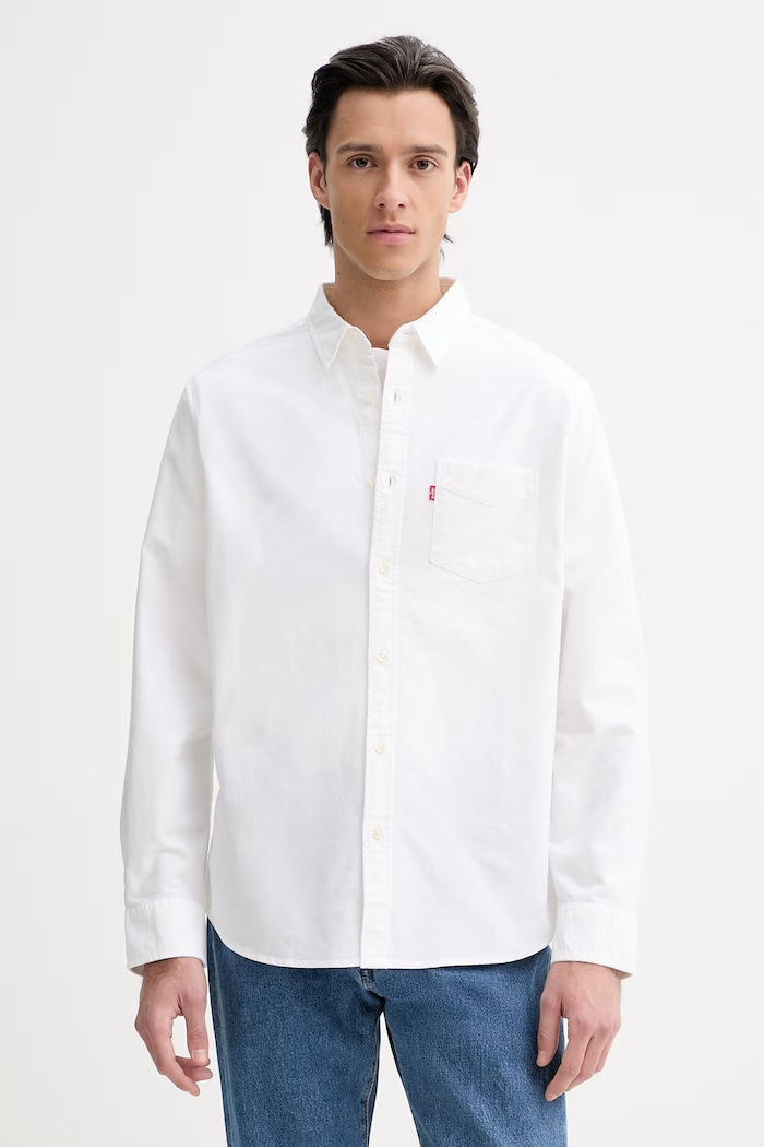 Levi's cămașă din bumbac SUNSET 1 POCKET STANDARD lung bej 85746.0000