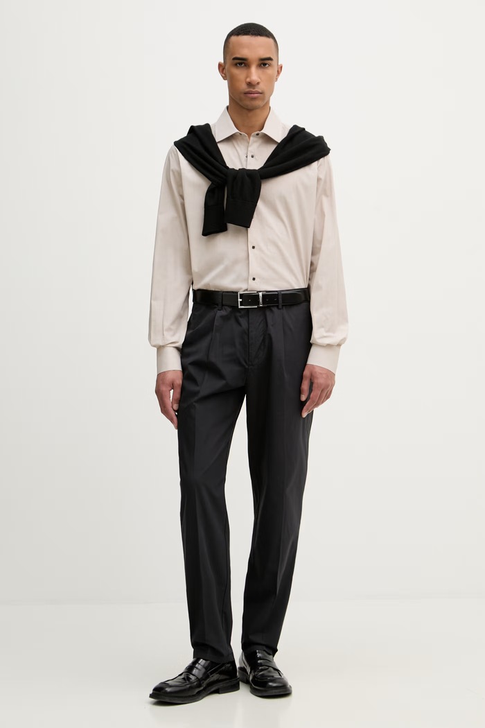 Karl Lagerfeld cămașă pentru bărbați, din bumbac MODERN FIT 562614.605000 bej SS26