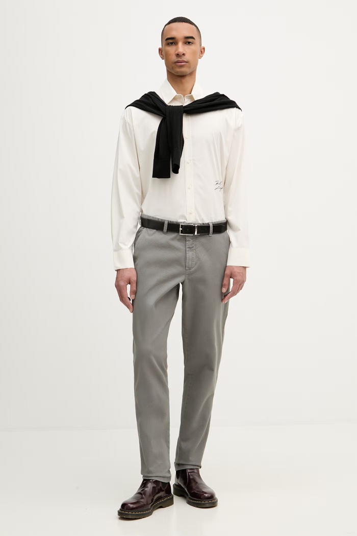 Karl Lagerfeld cămașă pentru bărbați, cu bumbac CASUAL 562600.605928 bej SS26