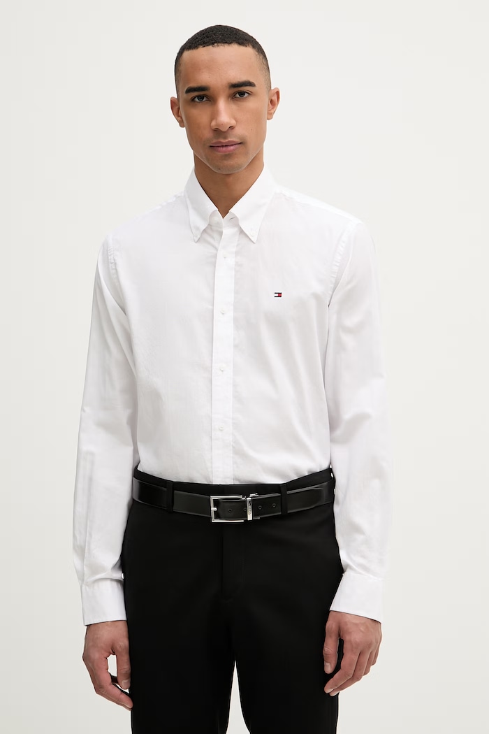 Tommy Hilfiger cămașă pentru bărbați, din bumbac alb MW0MW42936