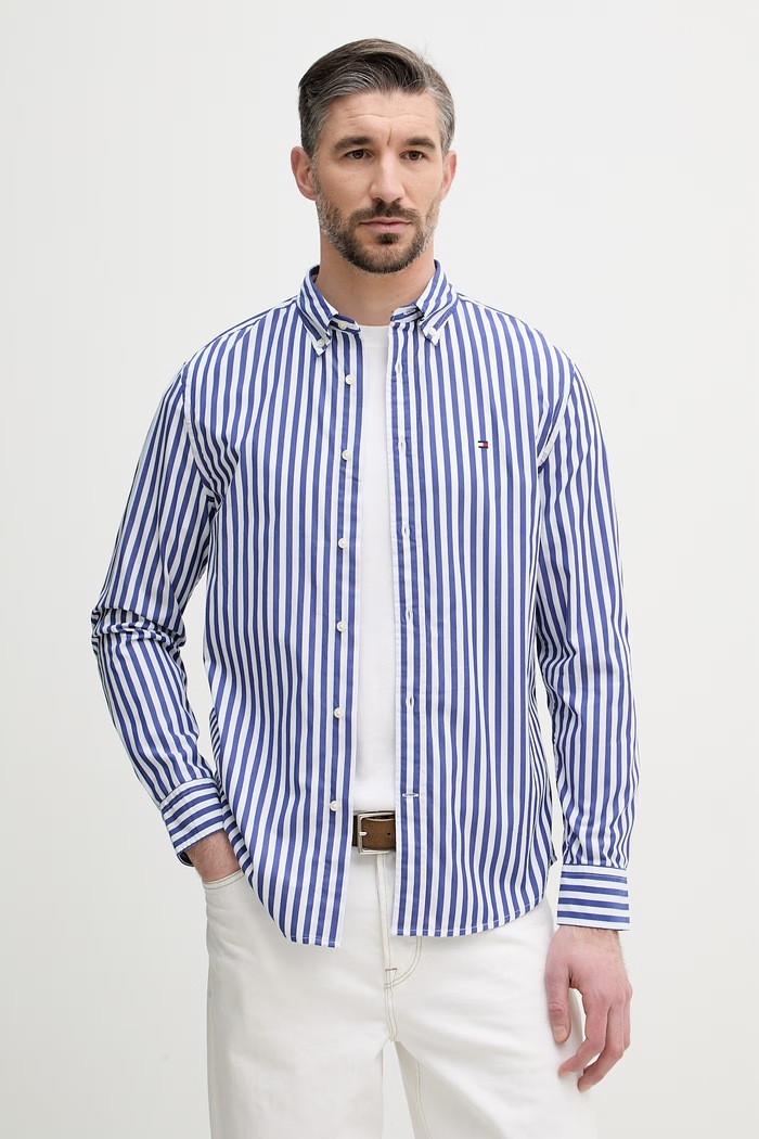Tommy Hilfiger cămașă pentru bărbați, din bumbac albastru MW0MW42440