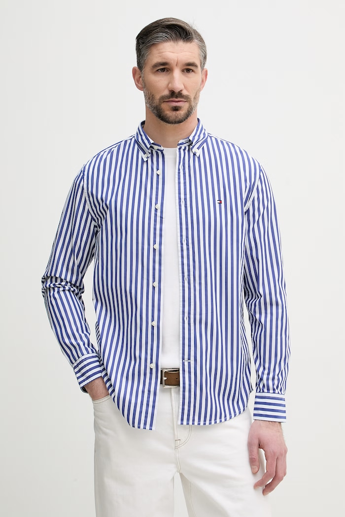 Tommy Hilfiger cămașă pentru bărbați, din bumbac albastru MW0MW42440