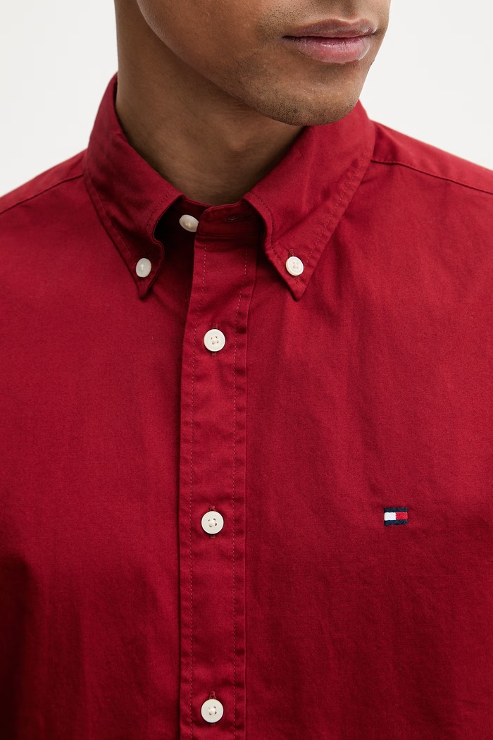 Tommy Hilfiger košeľa pánska bavlnená MW0MW42630 burgundské