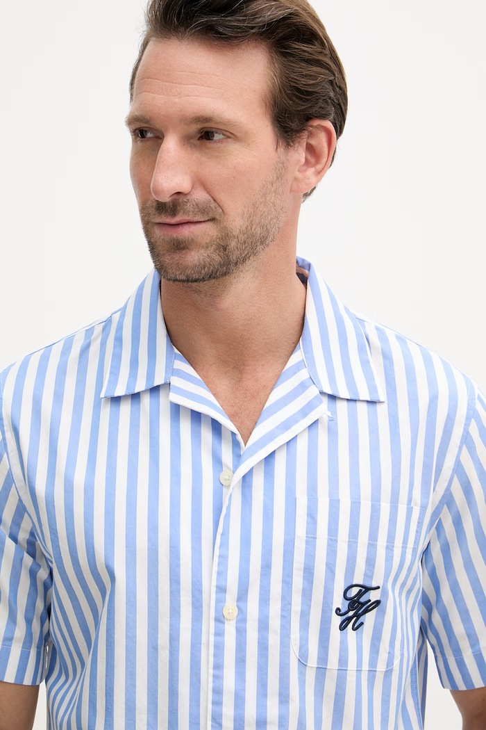 Tommy Hilfiger košeľa pánska bavlnená SUMMER modrá MW0MW42986
