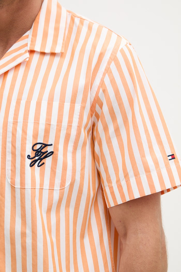 Tommy Hilfiger košeľa pánska bavlnená SUMMER MW0MW42986 oranžová