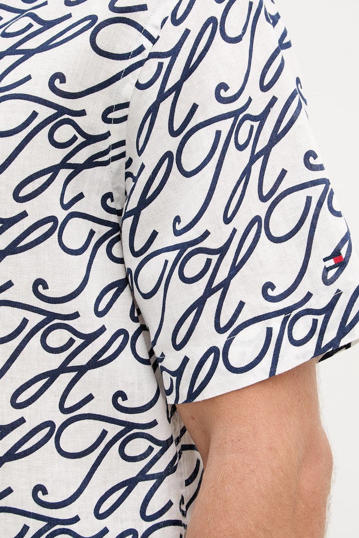 Tommy Hilfiger košeľa pánska s ľanom SUMMER MW0MW42987 tmavomodrá