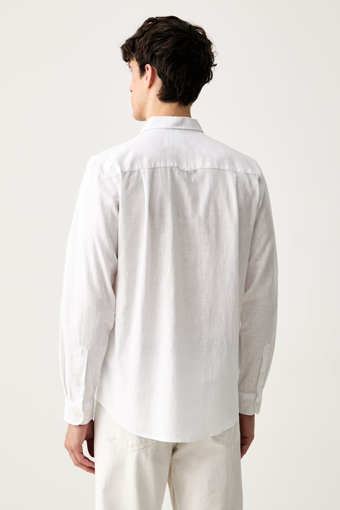 Odzież U.S. Polo Assn. koszula safari męska z lnem LINEN BLEND LS MUP3248 biały
