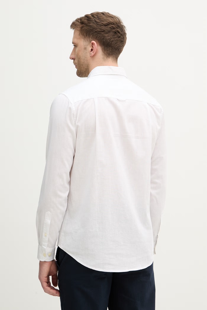 Îmbrăcăminte U.S. Polo Assn. cămașă safari pentru bărbați cu in LINEN BLEND LS MUP3248 alb