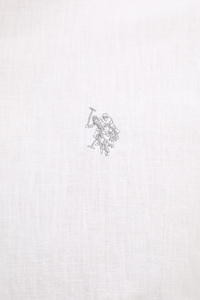 U.S. Polo Assn. cămașă safari pentru bărbați cu in LINEN BLEND LS MUP3248 alb
