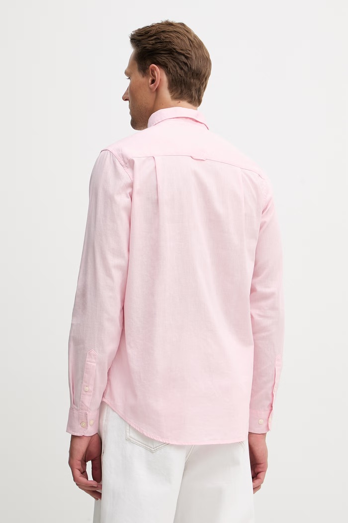 Îmbrăcăminte U.S. Polo Assn. Cămașă safari pentru bărbați cu in LINEN BLEND LS MUP3248 roz