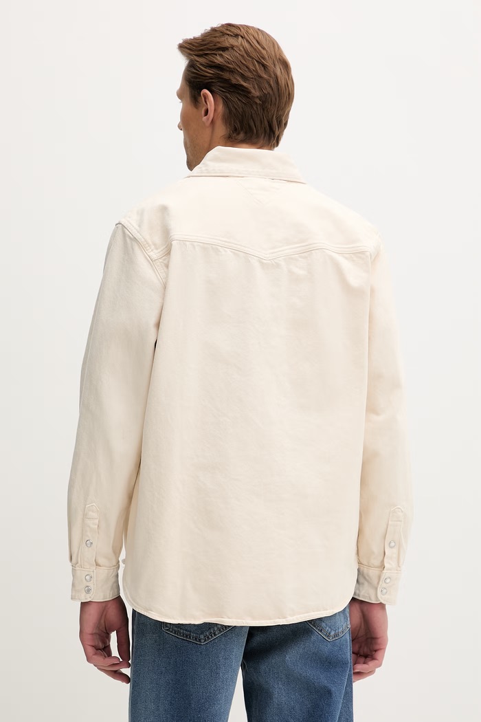 Îmbrăcăminte Tommy Jeans cămașă pentru bărbați, din bumbac DM0DM22502 bej