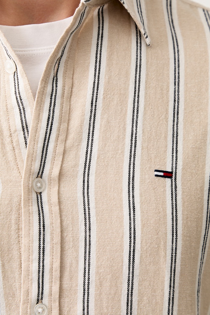Tommy Jeans košeľa pánska s ľanom DM0DM22755 béžová