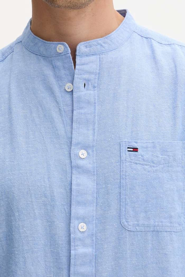 Tommy Jeans koszula męska z lnem DM0DM22756 niebieski