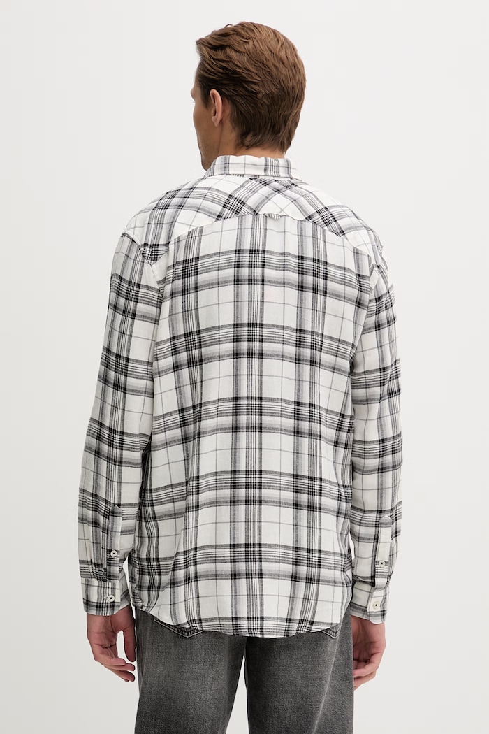 Îmbrăcăminte Tommy Jeans cămașă pentru bărbați, cu amestec de in DM0DM22758 negru