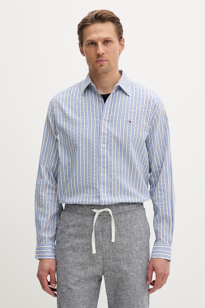 Tommy Jeans cămașă pentru bărbați, cu modal albastru DM0DM22785