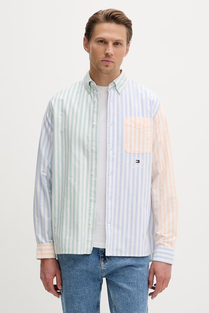 Tommy Jeans cămașă pentru bărbați, din bumbac alb DM0DM22788