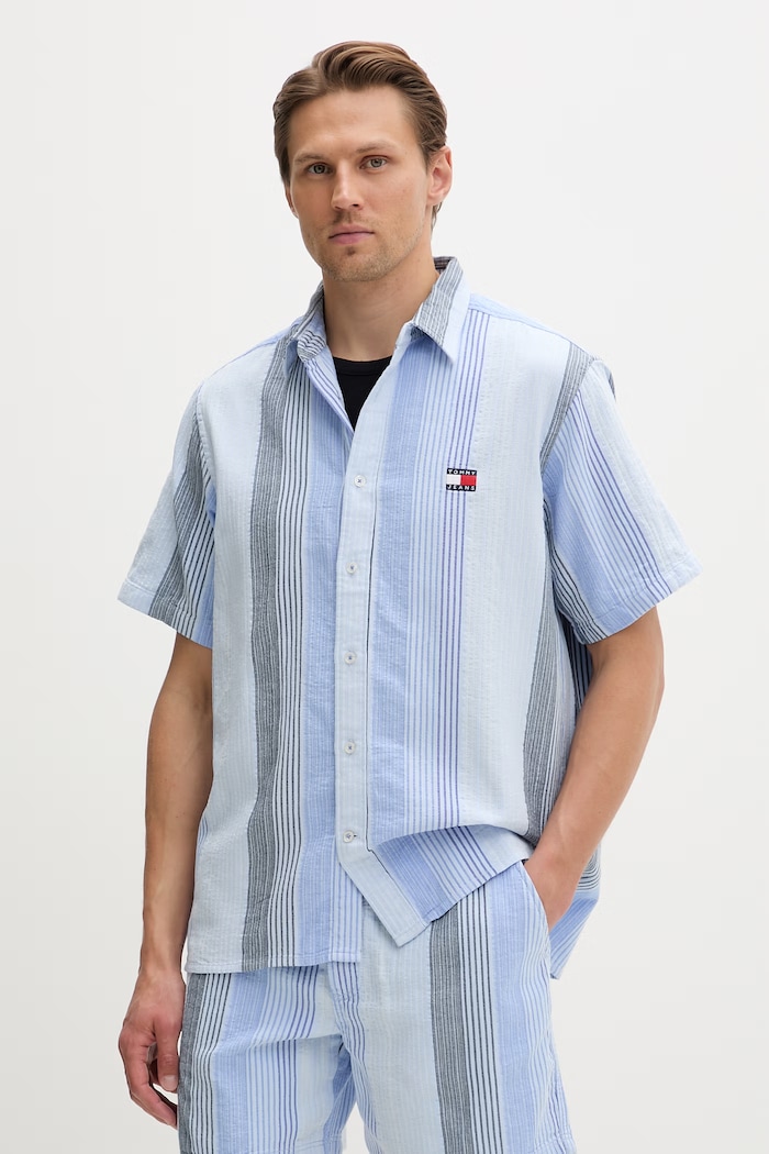 Tommy Jeans cămașă pentru bărbați, din bumbac albastru DM0DM22789