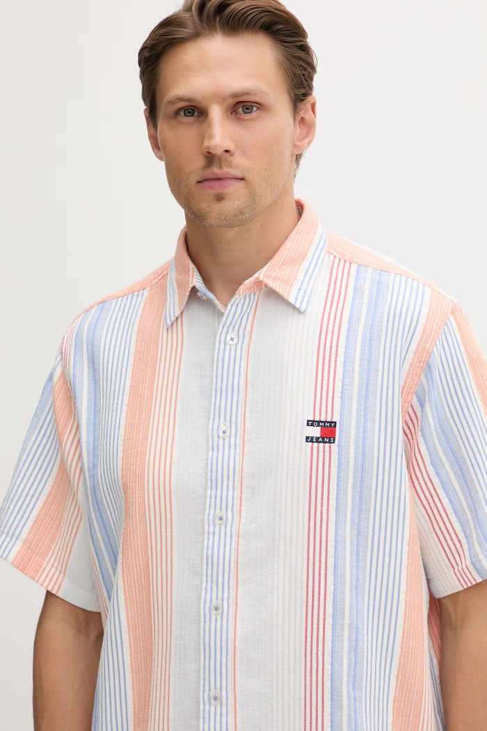 Tommy Jeans koszula męska bawełniana pomarańczowy DM0DM22789