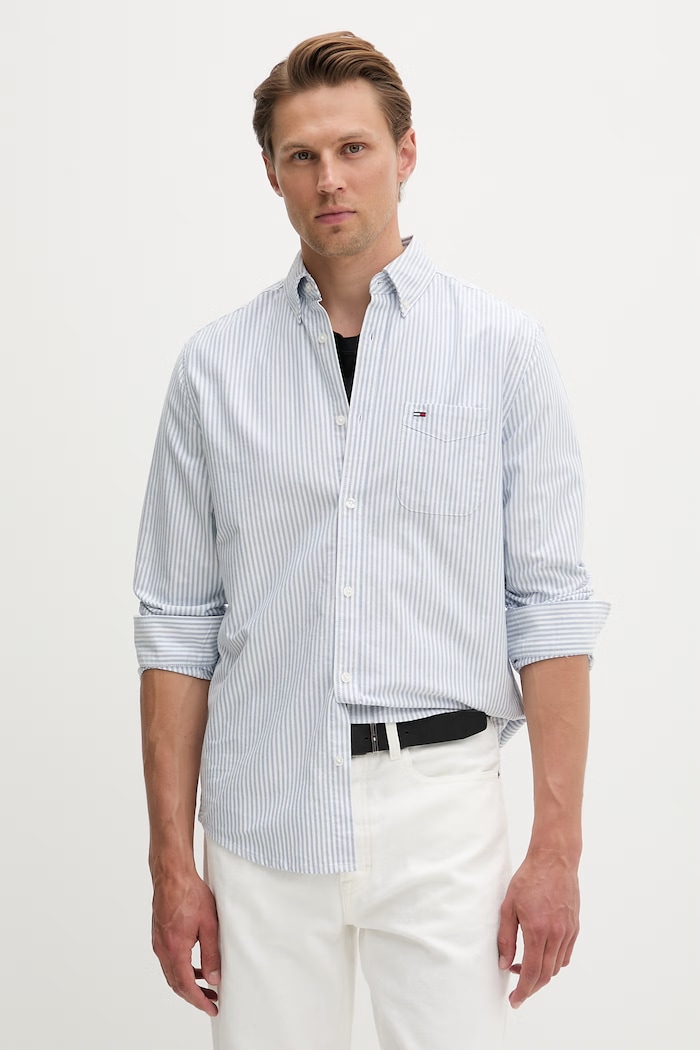 Tommy Jeans srajca moška bombažna modra DM0DM22790