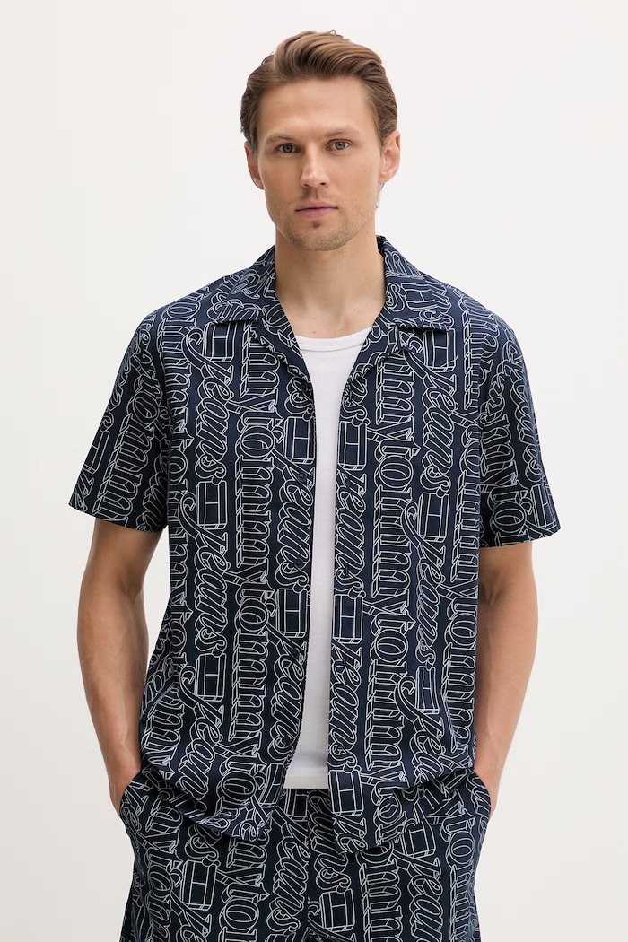Tommy Jeans cămașă pentru bărbați, din bumbac bleumarin DM0DM22792