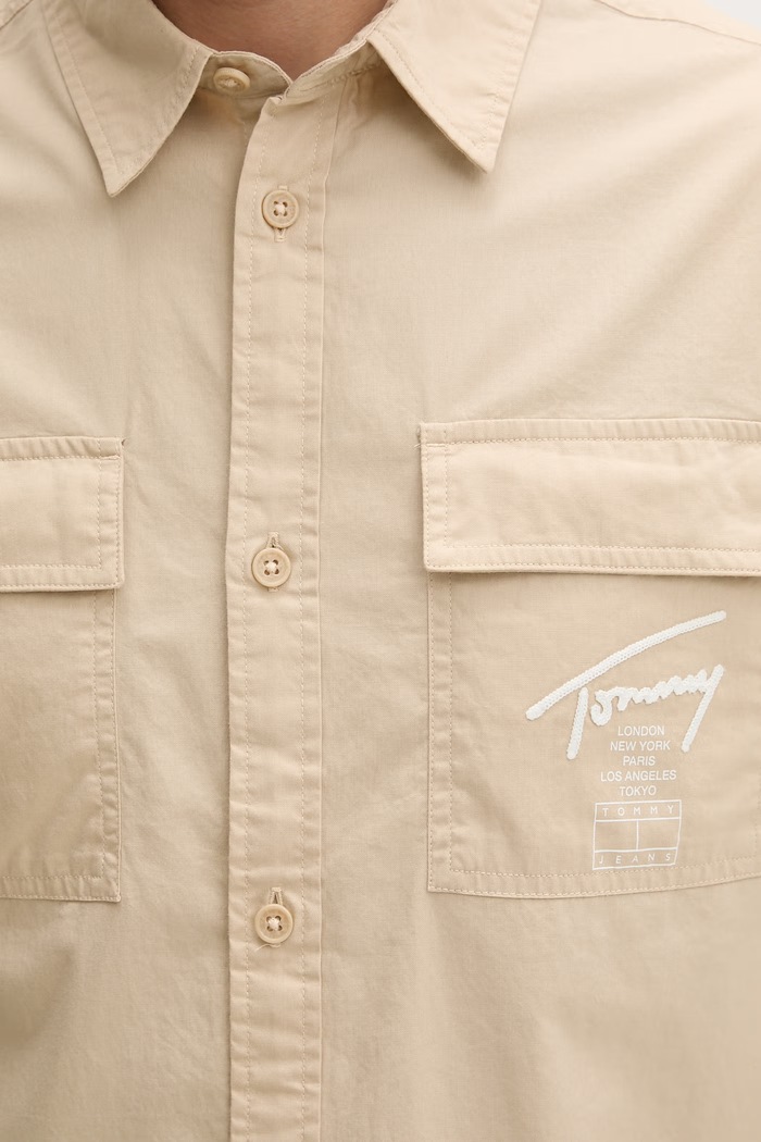 Tommy Jeans cămașă pentru bărbați, din bumbac DM0DM22816 bej