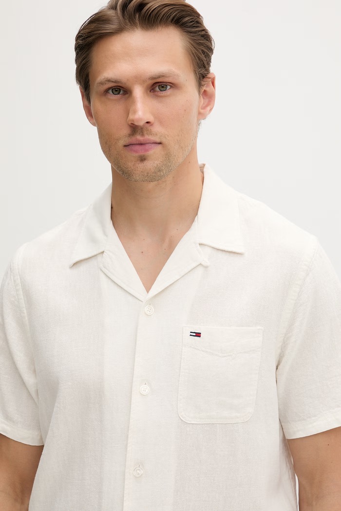 Tommy Jeans cămașă pentru bărbați, cu in bej DM0DM23058