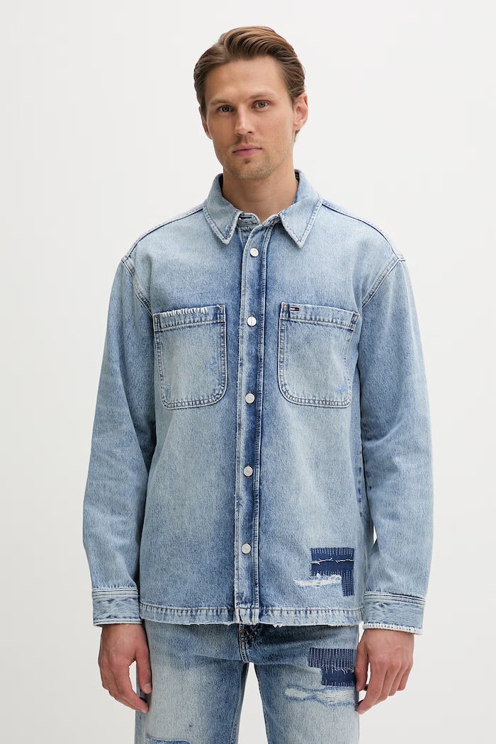 Tommy Jeans koszula męska jeansowa niebieski DM0DM23269