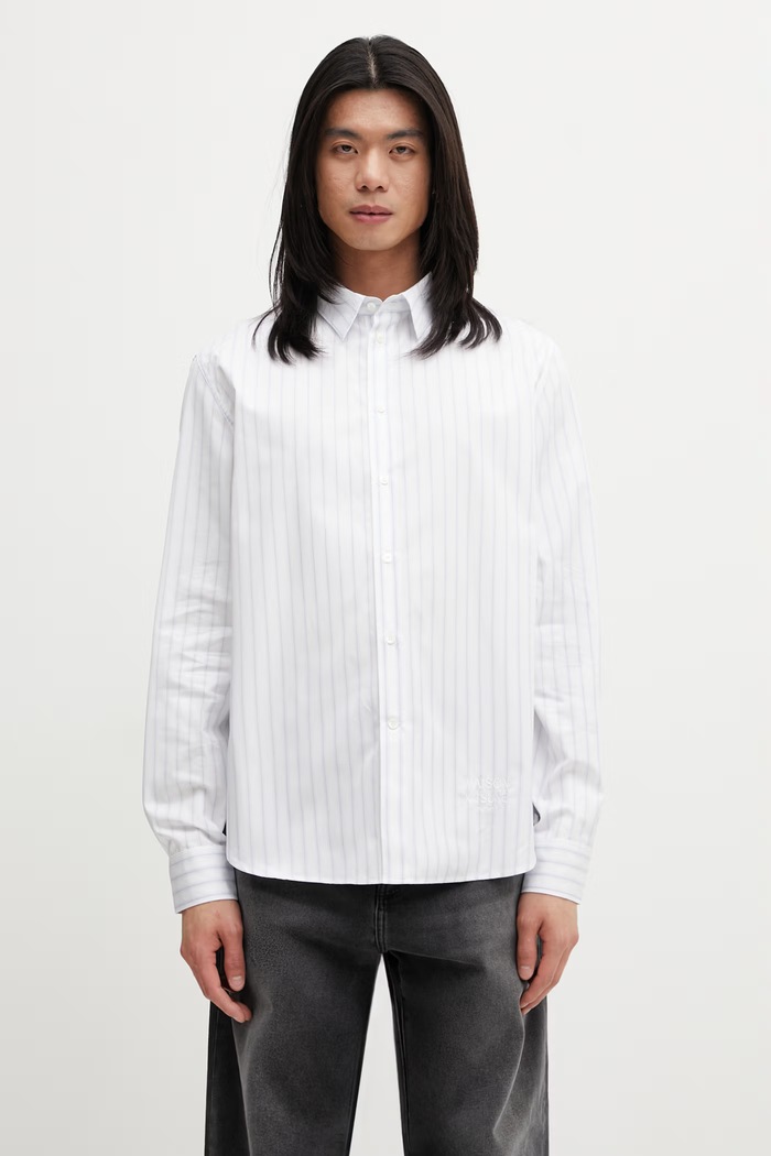 Maison Kitsuné koszula bawełniana męska biały QM00423WC5090