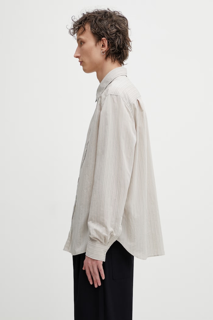 Maison Kitsuné Handwriting shirt men's QM00424WC5092 beige SS26