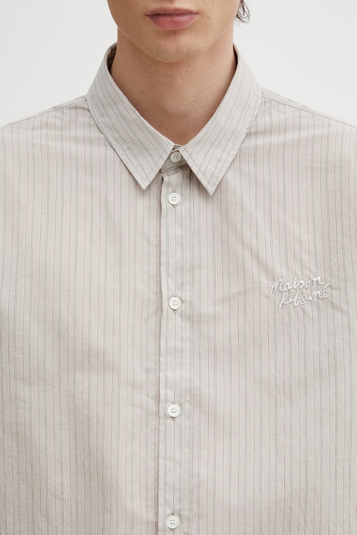 Maison Kitsuné Handwriting shirt men's beige QM00424WC5092