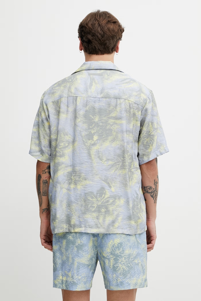 Abbigliamento Maison Kitsuné Resort camicia con viscosa da uomo QM00404WW9109 blu