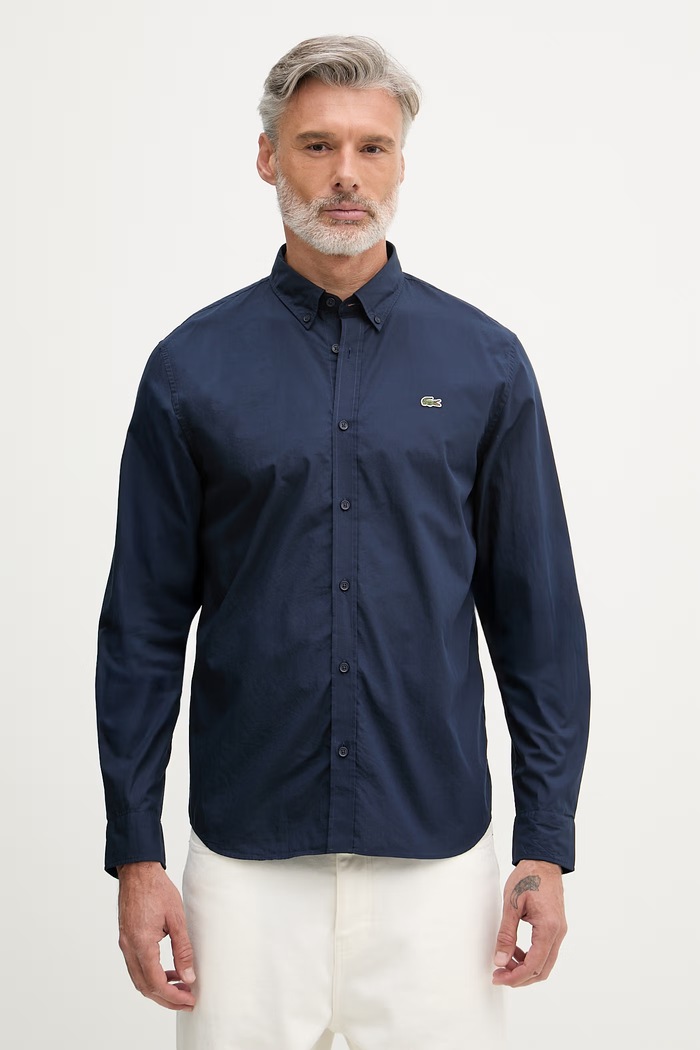 Lacoste cămașă pentru bărbați, din bumbac bleumarin CH2316