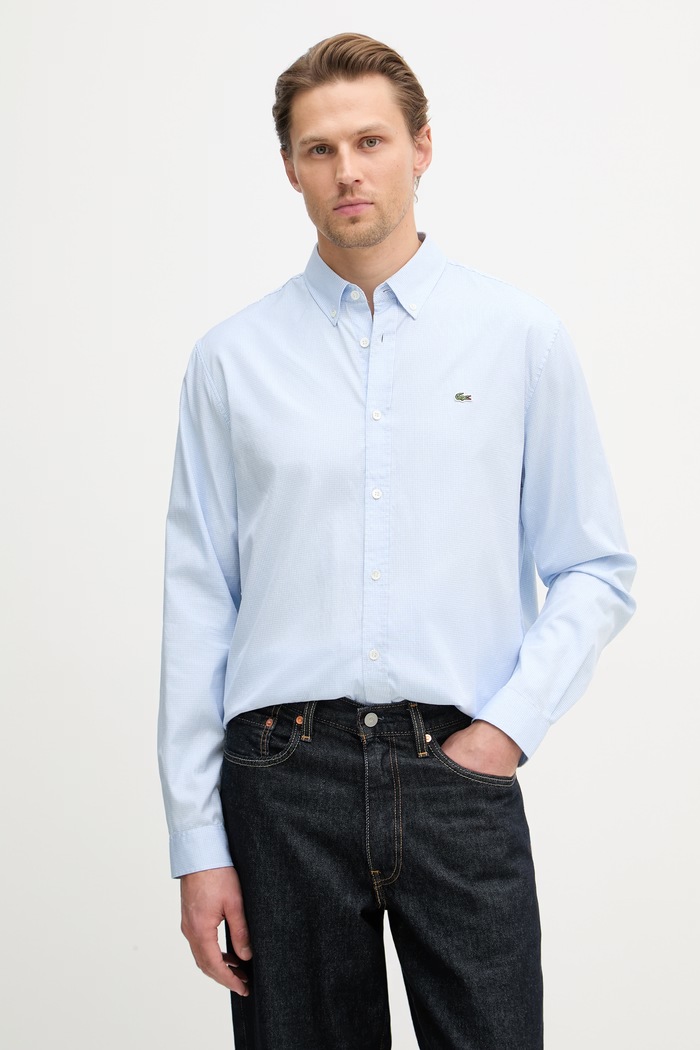 Lacoste košile pánská bavlněná modrá CH2433