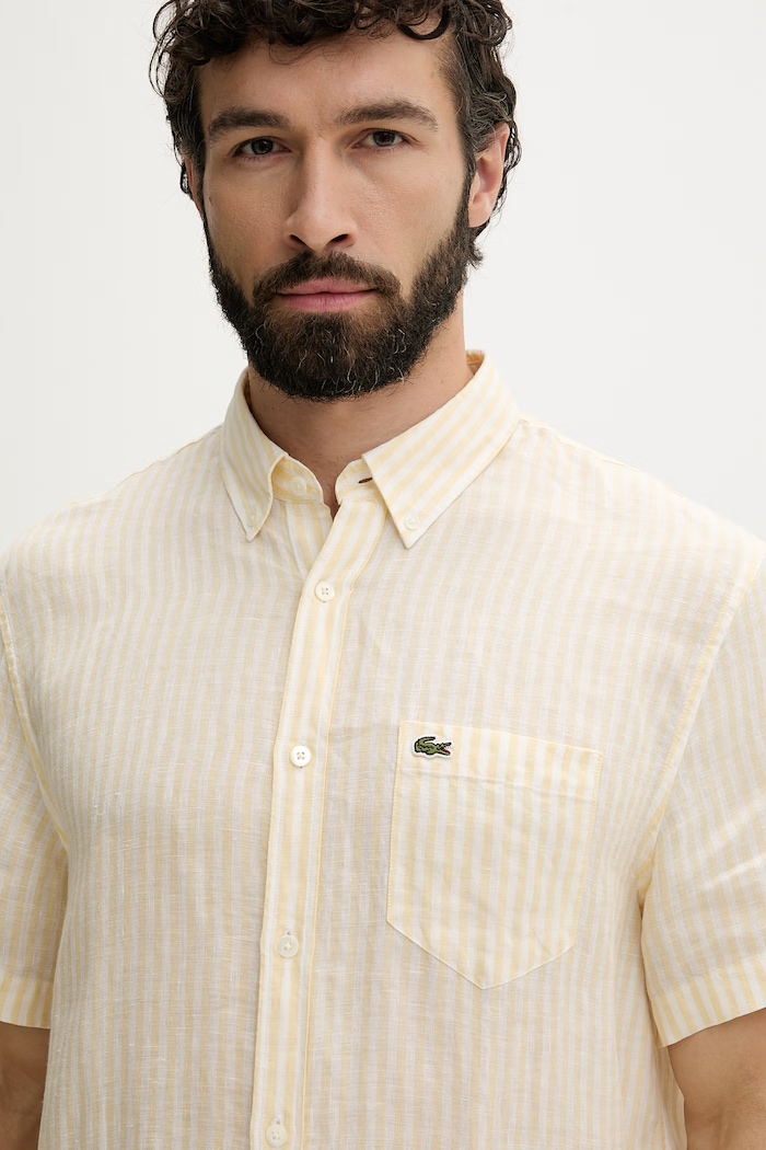 Lacoste koszula męska lniana żółty CH8061