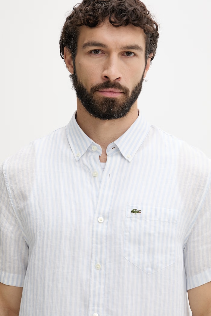 Lacoste koszula męska lniana niebieski CH8061